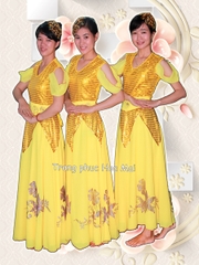 May bán Cho thuê Váy Múa Vàng đương đại kim sa