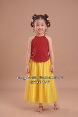 Cho thuê đồ trang phục váy yếm đỏ đô thiếu nhi, trẻ em đẹp, chất lượng, giá tốt