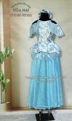 Cho thuê trang phục đồ múa dân gian đương đại nữ váy yếm trắng xanh đẹp, giá tốt