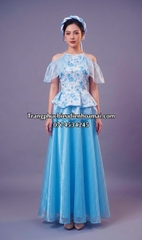 Cho thuê trang phục đồ múa dân gian đương đại nữ váy yếm trắng xanh đẹp, giá tốt