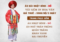 Cho thuê áo dài cổ phục Nhật Bình màu đỏ đẹp, sang trọng, quý phái