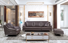 Bộ Sofa Văng chất liệu da bò Ý nhập khẩu Divano S-899 màu camel