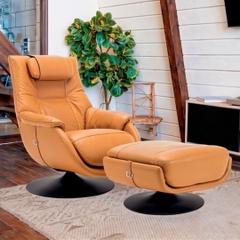 Ghế Sofa lắc lư chỉnh cơ thông minh da bò Italia nhập khẩu ASTRO-201 màu Tobacco