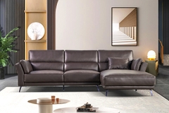 Ghế Sofa Góc chất liệu da bò Ý nhập khẩu Divano L-808 màu Nâu Dark Brown