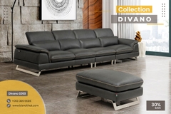 Bộ Sofa văng da bò nhập khẩu Divano S368 màu Dark Grey