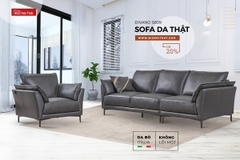 Bộ Sofa Văng chất liệu da bò Ý nhập khẩu Divano S-809 màu xám