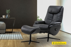 Ghế Sofa đơn thư giãn chỉnh cơ thông minh da bò Italia nhập khẩu ASTRO-123 màu Black