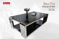 Bàn Trà Mặt Kính hình chữ nhật khung inox CT1724-1A