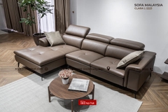 Bộ Sofa da bò nhập khẩu Malaysia L2223 thương hiệu Solotti màu camel