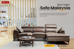 Bộ Sofa da bò nhập khẩu Malaysia L2223 thương hiệu Solotti màu camel
