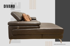 Bộ Sofa chất liệu da bò Ý nhập khẩu Divano L-5253A màu nâu