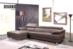 Bộ Sofa chất liệu da bò Ý nhập khẩu Divano L-5253A màu nâu