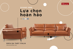 Bộ Sofa Văng chất liệu da bò Ý nhập khẩu Divano S-808 màu Camel