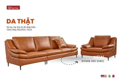 Bộ Sofa Văng chất liệu da bò Ý nhập khẩu Divano S-899 màu camel