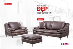 Bộ Sofa Văng chất liệu da bò Ý nhập khẩu Divano S-899 màu nâu