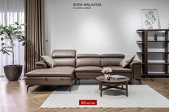 Bộ Sofa da bò nhập khẩu Malaysia L2223 thương hiệu Solotti màu camel