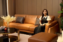 Bộ Sofa Văng chất liệu da bò Ý nhập khẩu Divano S688 dài 2,16m màu Nâu Dark Brown