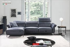 Bộ Sofa góc chất liệu da bò Italia Divano L-833 màu nâu Dark Brown