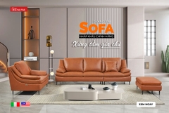 Bộ Sofa Văng chất liệu da bò Ý nhập khẩu Divano S-899 màu nâu