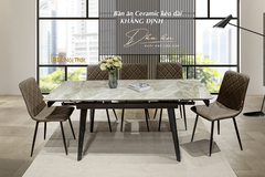 Bộ bàn ăn thông minh mặt đá Ceramic kéo dài Biz-2312 gồm 06 ghế