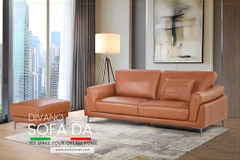 Bộ Sofa Văng chất liệu da bò Ý nhập khẩu Divano S688 dài 2,16m màu Nâu Dark Brown