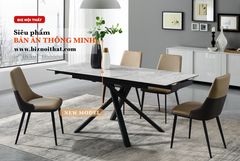 Ghế ăn bằng da nhập khẩu DC19106G pha màu Nâu và Kem