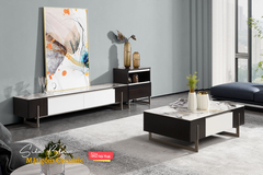 Bàn Trà Mặt Đá Ceramic-C21937B màu vân đá stone cao cấp nhập khẩu