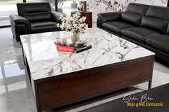 Bàn Trà Vuông Mặt Gốm V19149S màu vân đá cao cấp nhập khẩu