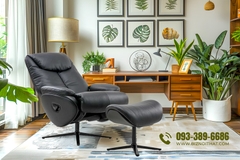 Ghế Sofa đơn thư giãn chỉnh cơ thông minh da bò Italia nhập khẩu ASTRO-123 màu Black