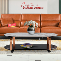 Bàn Trà bánh xe mặt gốm Ceramic-C21925 siêu bền nhập khẩu chính hãng