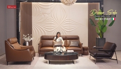 Bộ Sofa văng da bò nhập khẩu Full 100% da bò Divano S770 màu Nâu Champagne