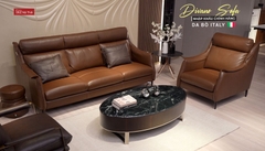 Bộ Sofa văng da bò nhập khẩu Full 100% da bò Divano S770 màu Nâu Champagne