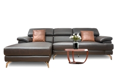 Bộ Sofa chất liệu da bò Ý nhập khẩu Divano L-5253A màu nâu