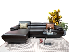 Ghế Sofa góc da bò Ý nhập khẩu Divano L430 màu Nâu Dark Brown