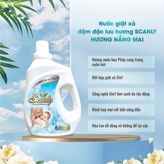 Nước Giặt xả hương nắng mai 6in1 Scanly giúp giữ màu bền bỉ, Thơm ngát cả ngày dài