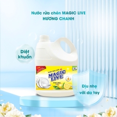 Nước rửa chén bát hương chanh sả Magic Live diệt 99% vi khuẩn, các mùi khó chịu