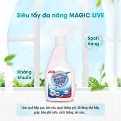  Tẩy Rửa Đa Năng Magic Live tẩy cặn canxi, vệ sinh sàn nhà, làm sạch bề mặt kính, bồn rửa 500ML