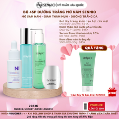 Bộ 4 sản phẩm nám trắng da sennio mờ sạm nám - giảm thâm mụn, dưỡng trắng da ban đêm - Intensive Pigmenttation Treatment Set 4