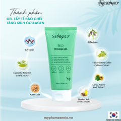 Gel tẩy tế bào chết mặt bổ sung Premium Collagen Peeling làm sạch sâu, phù hợp cho da dầu mụn 180ml  Sennio SNO 844