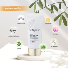 Kem chống nắng trắng da Sennio Daily Natural Cream SPF 50 PA+++ kiềm dầu phù hợp cho da dầu mụn 50ml SNO 803