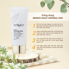 Kem chống nắng trắng da Sennio Daily Natural Cream SPF 50 PA+++ kiềm dầu phù hợp cho da dầu mụn 50ml SNO 803