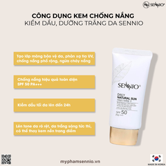 Kem chống nắng trắng da Sennio Daily Natural Cream SPF 50 PA+++ kiềm dầu phù hợp cho da dầu mụn 50ml SNO 803