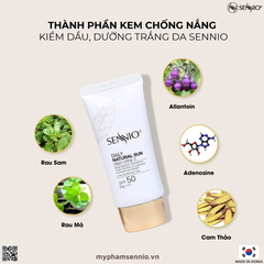 Kem chống nắng trắng da Sennio Daily Natural Cream SPF 50 PA+++ kiềm dầu phù hợp cho da dầu mụn 50ml SNO 803