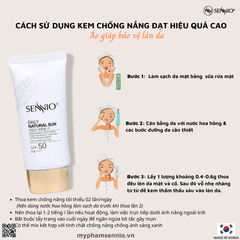 Kem chống nắng trắng da Sennio Daily Natural Cream SPF 50 PA+++ kiềm dầu phù hợp cho da dầu mụn 50ml SNO 803