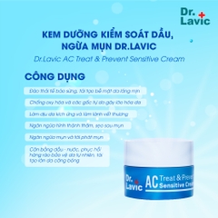 Kem dưỡng ẩm ngừa mụn Dr.Lavic AC Treat & Prevent Sensitive Cream kiềm dầu, chống tái phát mụn 20g DR959