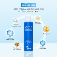 Nước hoa hồng ngừa mụn Dr.Lavic AC Treat & Prevent Toner Exfoliating kiểm soát dầu chống tái phát mụn 180ml DR957