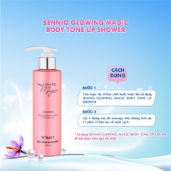 Serum dưỡng trắng da toàn thân Sennio Glowing Magic Shower sữa dưỡng thể body ma thuật 200ml SNO501