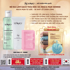Bộ ba sản phẩm chăm sóc da làm sạch sâu bảo vệ hàng rào da, cân bằng pH cho da ngăn ngừa mụn Sennio Dành cho da khô, nhạy cảm, da dầu SNO 648-31