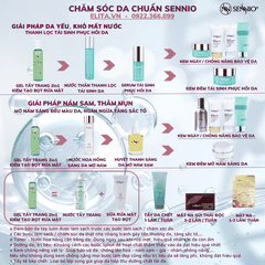 Bộ 4 sản phẩm tái sinh phục hồi da căng bóng sennio khôi phục cấu trúc da - giảm nhăn - tăng sinh collagen ban đêm Sennio