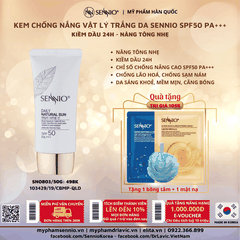 Kem chống nắng trắng da Sennio Daily Natural Cream SPF 50 PA+++ kiềm dầu phù hợp cho da dầu mụn 50ml SNO 803